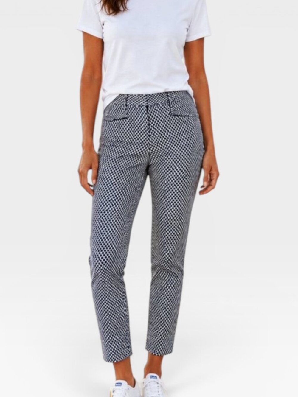 GAP Navy White Geometric Print Ankle Pants Stretch Slim Career Size 12